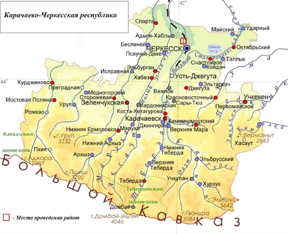 Черкесская республика на карте россии